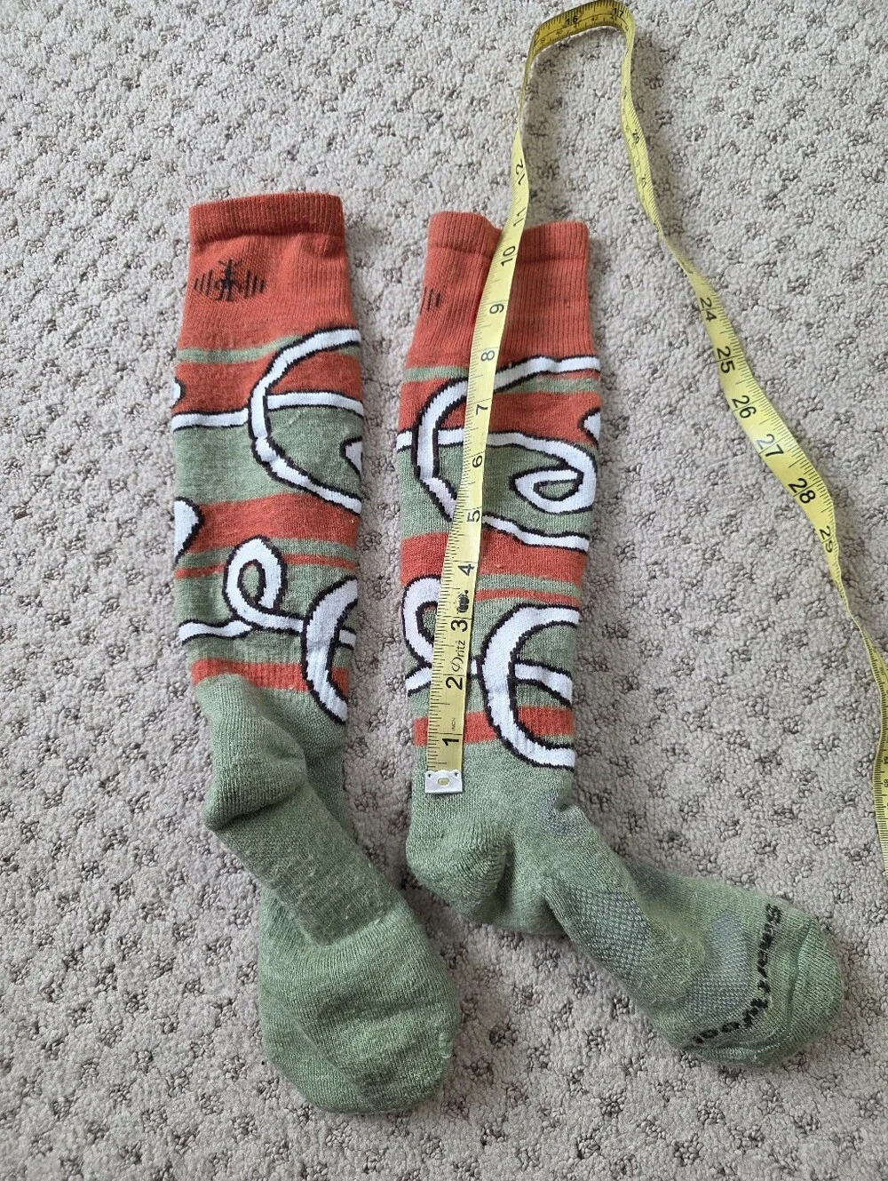 Smartwool Green and Orange Patterned Women's Over The Calf Socks